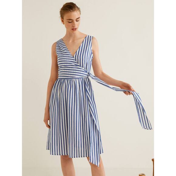 Mango Dresses & Skirts - MANGO Casual Nautical Asymmetrical Wrap Dress Size 8
